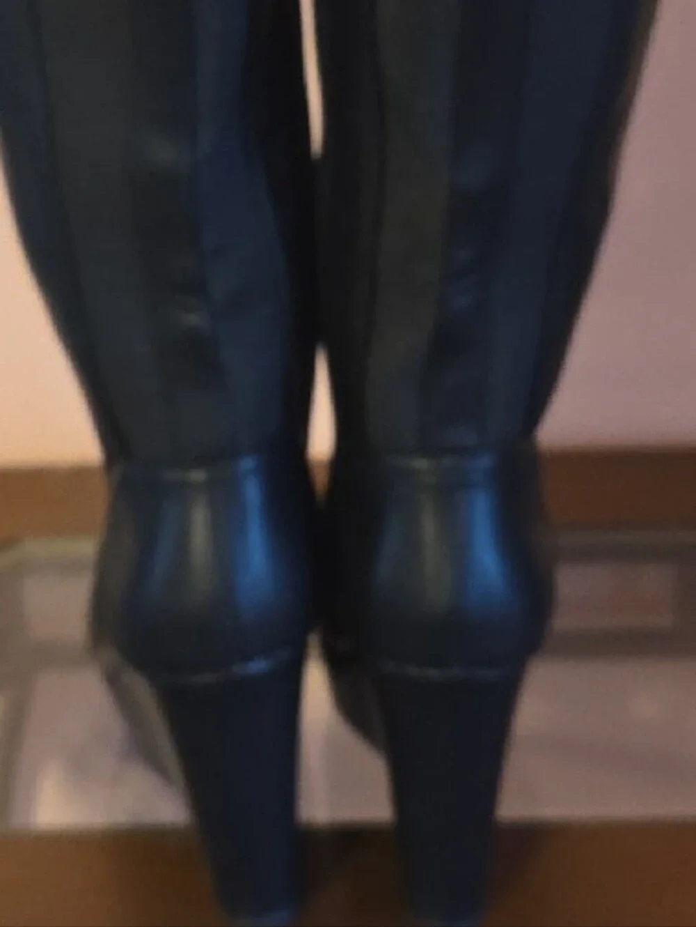 Classic Black Wedge Knee-High Boots - Women's Stylish Riding Boot